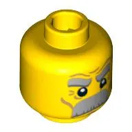 Minifig Head Soldier, Dual Sided, Thick Moustache and Eyebrows, Determined / Angry Print [Blocked Open Stud]