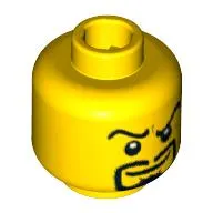 Minifig Head Knight, Dual Sided, Arched Eyebrows and Goatee, Smile / Angry Print [Blocked Open Stud]
