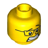 Minifig Head J. Kawaguchi / Businessman, Glasses, Smiling / Scared Print