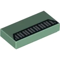 Tile 1 x 2 with Black and Silver Grille Print