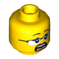 Minifig Head Reporter, Dual Sided, Glasses with Black Frames, Beauty Mark Laughing / Scared Print [Hollow Stud]