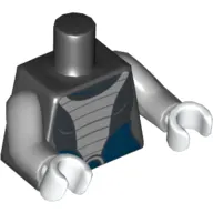 Torso Light Bluish Gray Armoured Bib Print (Asajj Ventress), Light Bluish Gray Arms, White Hands