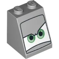 Brick Sloped 65° 2 x 2 x 2 with Bottom Tube and Eyes, Green on White Background Print