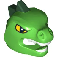 Costume / Mask, Lizard with Yellow Eyes, White Teeth and Dark Green Horns Print