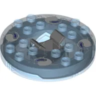 Turntable 6 x 6 Round Trans-Medium Blue Base with Trans-Medium Blue Top and White and Purple Print (Ninjago Spinner)
