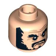 Minifig Head Blackbeard, Bushy Beard, Moustache, Eyebrows Print [Blocked Open Stud]
