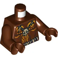 Torso Bare Chest with Skull Necklace and Body Paint Print, Reddish Brown Arms and Hands