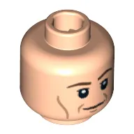 Minifig Head Stan Shunpike, Vertical Cheek Lines, White Pupils Print [Blocked Open Stud]