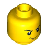 Minifig Head Lloyd, Dual Sided, Thin Smirk, Raised Eyebrow / Scared with Teeth Print [Hollow Stud]