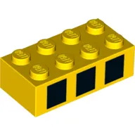 Brick 2 x 4 with Three Black Squares Print