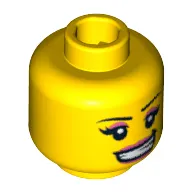 Minifig Head Skater Girl, Pink Lips and Eye Shadow, Open Smile with Teeth Print [Blocked Open Stud]
