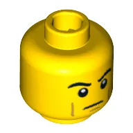 Minifig Head Roman Soldier, Thick Eyebrows, Brown Cheek Lines, Determined Print [Blocked Open Stud]