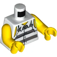 Torso Prison Shirt with Stripes and Torn Sleeves Print, Yellow Arms and Hands