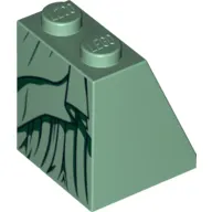 Brick Sloped 65° 2 x 2 x 2 with Bottom Tube with Black and Dark Green Robe Print