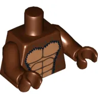 Torso Bare Chest with Muscles Outline and Black Hair Print, Reddish Brown Arms and Hands