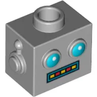 Minifig Head Special, Robot with Blue Eyes and Red/Yellow Teeth Display (Clockwork Robot)