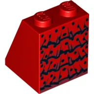 Brick Sloped 65° 2 x 2 x 2 with Bottom Tube with Flamenco Ruffles and Black Dots Print