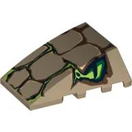 Brick Wedged, Curved 4 x 4 No Top Studs with Scales and 2 Lime Eyes Print