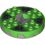 Turntable 6 x 6 Round Flat Silver Base Serrated with Dark Bluish Gray Snake Heads Print (Ninjago Spinner)