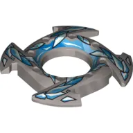 Ring 4 x 4 with 2 x 2 Hole and 4 Arrow Ends with Blue Scales Print (Ninjago Spinner Crown)