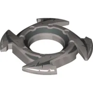 Ring 4 x 4 with 2 x 2 Hole and 4 Arrow Ends with Black Spikes Print (Ninjago Spinner Crown)