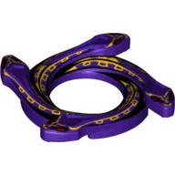 Ring 4 x 4 with 2 x 2 Hole and 4 Snake Head Ends and Yellow Scales Snake Print (Ninjago Spinner Crown)