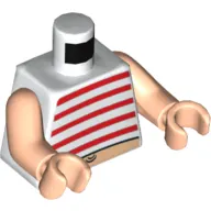 Torso Tank Top, Red Stripes and Belly Button (Navel) Print, Light Nougat Arms and Hands