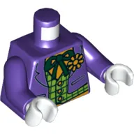 Torso Jacket with Checkered Waistcoat Print, Dark Purple Arms, White Hands