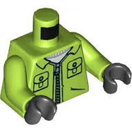 Torso Jacket with Pockets and Zipper, Joker Logo on Back Print, Lime Arms, Black Hands