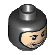 Minifig Head, Balaclava with Light Nougat Face, Stubble and Rakish Smile Print [Hollow Stud]