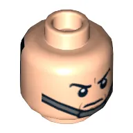 Minifig Head, Chin Strap, Black Goggles / Stern Eyebrows no Goggles Print