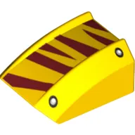 Brick Curved 2 x 2 with Lip, No Studs with Rivets and Dark Red Tiger Stripes Print