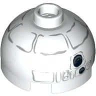 Brick Round 2 x 2 Dome Top, Hollow Stud with Gray Lines and Coal Pieces Print (Snowman R2-D2)