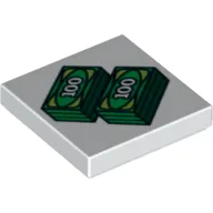 Tile 2 x 2 with 2 Stacks of '100' Banknotes Print