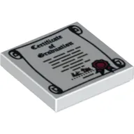 Tile 2 x 2 with 'Certificate of Graduation' and Red Ribbon on Scroll Print