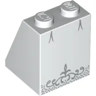 Brick Sloped 65° 2 x 2 x 2 with Bottom Tube with Wedding Dress with Silver Trim Print
