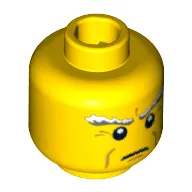 Minifig Head Ocean King, White Bushy Eyebrows, Crow's Feet and Cheek Lines Print [Blocked Open Stud]