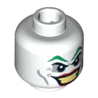 Minifig Head Joker, Green Eyebrows, Red Lips, Wide Smile / Smirk Print