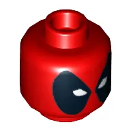 Minifig Head Deadpool, Large Black Eyes Print [Hollow Stud]