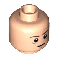 Minifig Head Frodo Baggins, Dual Sided, Brown Eyebrows Tired / Poisoned, Wide Gray Eyes Print [Hollow Stud]