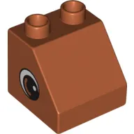 Duplo Brick 2 x 2 Slope 45° with Eye with White Spot and Curve Print on Both Sides