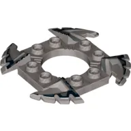 Ring 4 x 4 with 2 x 2 Hole and 4 Serrated Ends with Black and White Print (Ninjago Spinner Crown)
