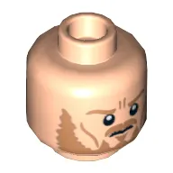 Minifig Head Eomer, Dual Sided, Beard and Crow's Feet Frowning / Shouting Print [Hollow Stud]