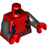 Torso Muscles Outline with Belt and Black Sides Print, Black Arms, Red Hands