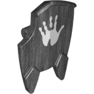 Shield Broad with Spiked Bottom and Cutout Corner with Handprint Print