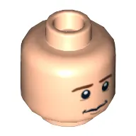 Minifig Head Pippin, Brown Eyebrows, Anxious / Scared Print