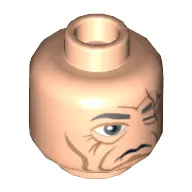 Minifig Head Even Piell, Scar over Left Eye, Wrinkles Print [Hollow Stud]