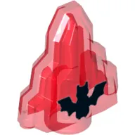 Rock 1 x 2 Crystal Stepped with Black Bat Print