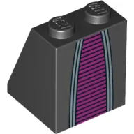Brick Sloped 65° 2 x 2 x 2 with Bottom Tube and Robe with Magenta Print