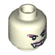 Minifig Head Lady Vampyre, Dual Sided, Fangs, Black Eyes, Arched Eyebrows, Mouth Closed / Mouth Open Print [Hollow Stud]